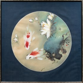 Huang Leisheng (1928-2011) - Koi and Lotus
