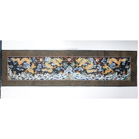 A Chinese embroidered dragon robe fragments