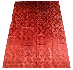 A Chinese red-ground 'dragon and phoenix' woven panel