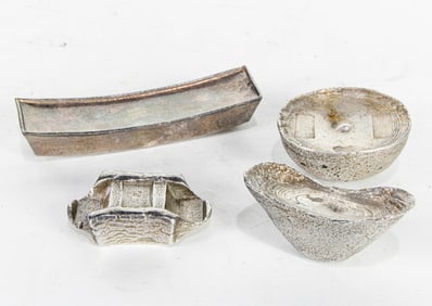 (lot of 4) Chinese silver ingots