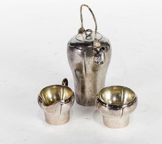 (set of 3) Japanese export silver tea service