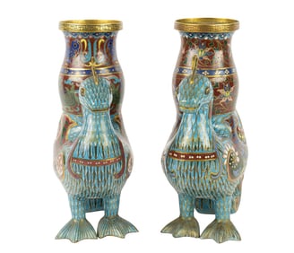 (lot of 2) Chinese cloisonne enamel phoenixes