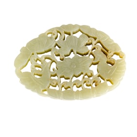 A Chinese celadon jade phoenix pendant