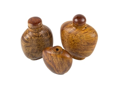 (lot of 3) Chinese burlwood snuff bottles