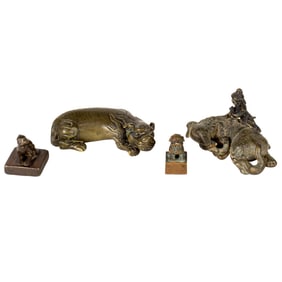 (lot of 4) Chinese bronze scholar's objects