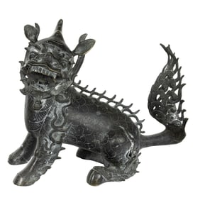 A Chinese bronze figure of a qilin
