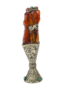 A Bhutanese amber and silver seal