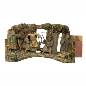 A Chinese polychromed wood architectural component