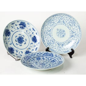 (lot of 3) Chinese blue and white dishes