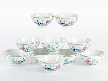 (lot of 10) Chinese famille rose bowls