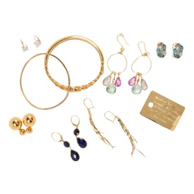 A group of gemstone and gold jewelry