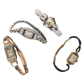 A group of Bulova and Elgin metal watches