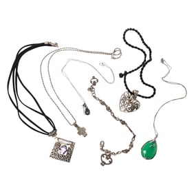 A group of gemstone and silver jewelry
