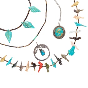 A group of Native American Hardstone and silver jewelry
