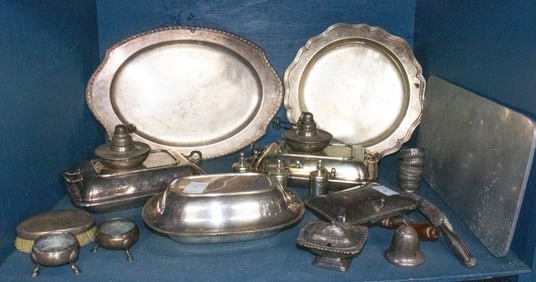 A collection of silverplated table articles