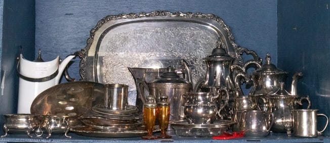 A collection of silverplate table articles