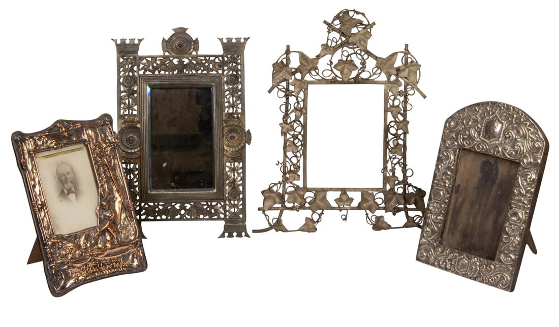 Four silvered photograph frames or mirrors (1 of 6)