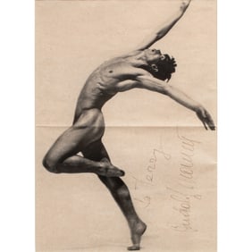 A framed autograph of Rudolf Nureyev (1938-1993), Soviet ballet dancer, signed to Richard Avedon