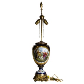 A Sevres style porcelain urn