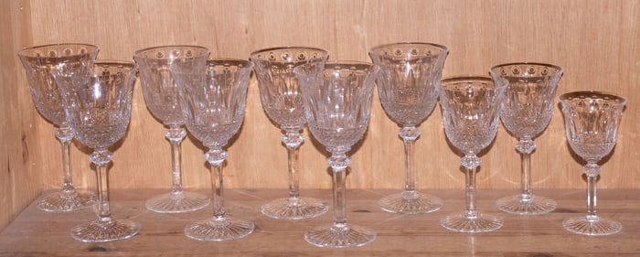 A group of St. Louis cut glass stemware in the 'Tommy' pattern