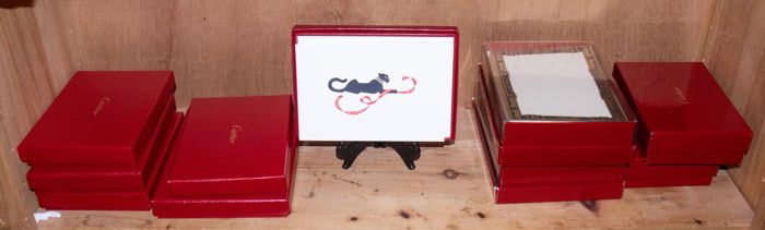 Ten Cartier boxed stationary sets each in red box