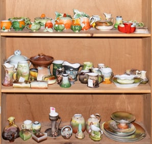 A large group of mainly Royal Bayreuth porcelain, including apple and strawberry forms
