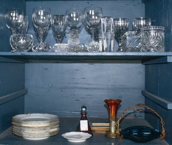 A lot of glass stemware and Haviland porcelain