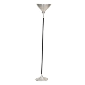 A Modern aluminum and metal floor lamp in the manner of Walter Von Nessen.