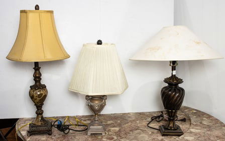 Three Baroque or Neoclassical style table lamps