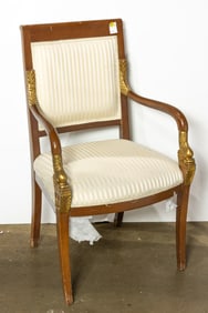 A Neoclassical style partial gilt armchair