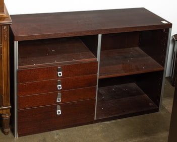 A contemporary fitted shelving unit