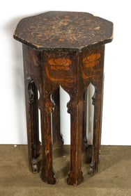 A pyrography decorated tabouret