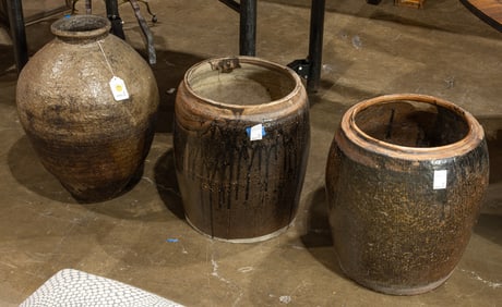 Three large stonewear jars
