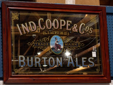 A Burton Ales adveritising mirror in wood frame
