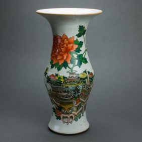 Chinese famille rose 'hundred antique' vase