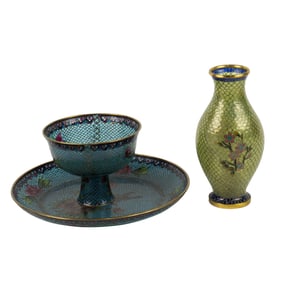 (lot of 3) Chinese cloisonne enamel objects