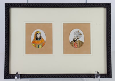 A pair of Mughal miniature paintings