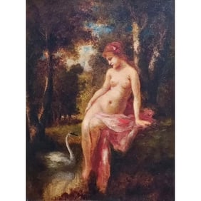 Attributed to Narcisse Virgilio Diaz de la Pena (French, 1807- 1876), Nude, Oil on Canvas