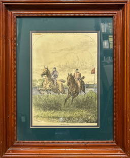 Print, Juliusz Kossak : Juliusz Kossak (Polish, 1824-1899), The Second Fence, lithograph, image: 13.78"h x 9.45"w (35 x 24 cm), overall (with frame): 22.83"h x 18.9"w (58 x 48 cm) NOTE: THIS ITEM IS IN LOS ANGELES.