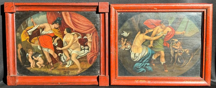 Pair Continental Old Master Oil Figural Painting
