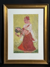 Indian Antique Watercolor of a Couple
