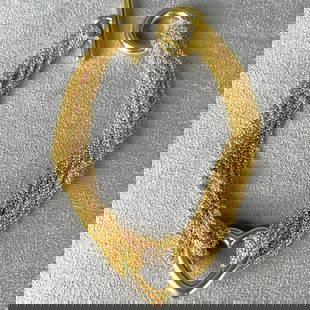 Tiffany & Co. , Elsa Peretti 18K Yellow Gold Multi Strand Heart Bracelet: Tiffany & Co. 18k yellow gold Elsa Peretti open heart bracelet. Stamp TIFFANY & CO 750; Bracelet length: 6 1/2 in; gross weight 25.7 gram. NOTE: THIS ITEM IS IN NEW YORK.