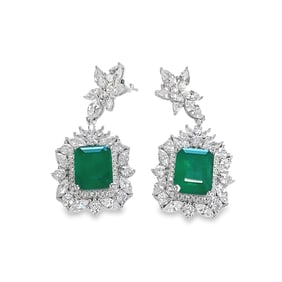 Lab-Grown Emerald and Diamond Earrings