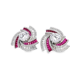 Lab-Grown Ruby and Diamond Earrings
