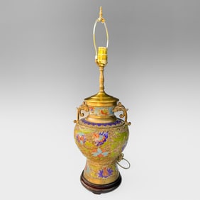 Japanese Cloisonne Bronze Vase Mounted Lamp