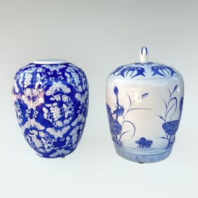 Two Blue and White Porcelain Jars