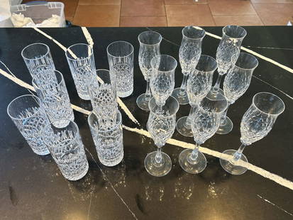 Group of Crystal Glasses : (lot of 17) Group of Cystal glasses. 17 PCS Provenance: Property from an estate in Paso Robles, CA NOTE: THIS ITEM IS IN LOS ANGELES.
