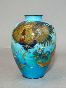 Stunning Japanese Kumeno Teitaro Silver Body Cloisonne Vase, Meiji Period
