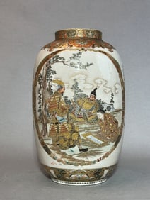 Japanese Satsuma Vase with Warrior Scene, Meiji Period