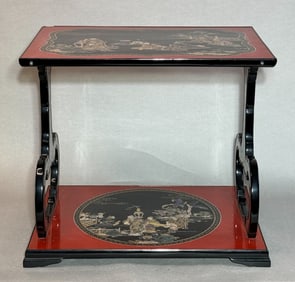 Japanese Stunning Lacquer Curio Table with MOP Inlay, Meiji Period